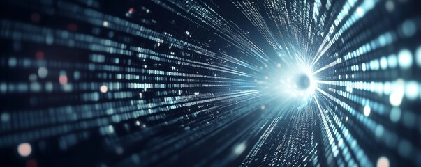 Fototapeta premium a glowing tunnel of digital particles leading into the distance