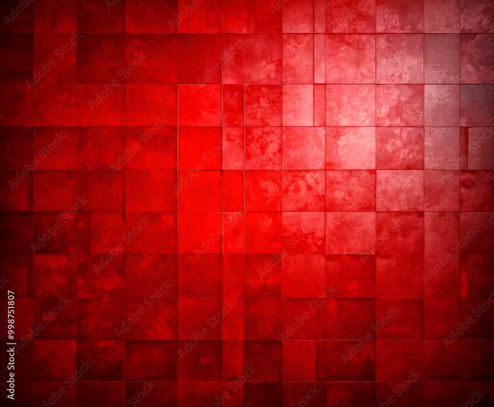 Aufkleber a red background composed of square tiles arranged in a grid pattern. The tiles vary in size and overlap, creating a textured and layered effect. The image does not contain