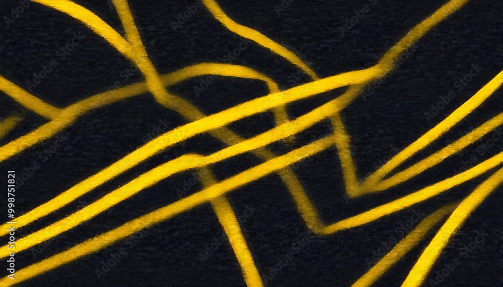 Poster a dark background with a striking abstract pattern of intersecting yellow lines, creating a sense of