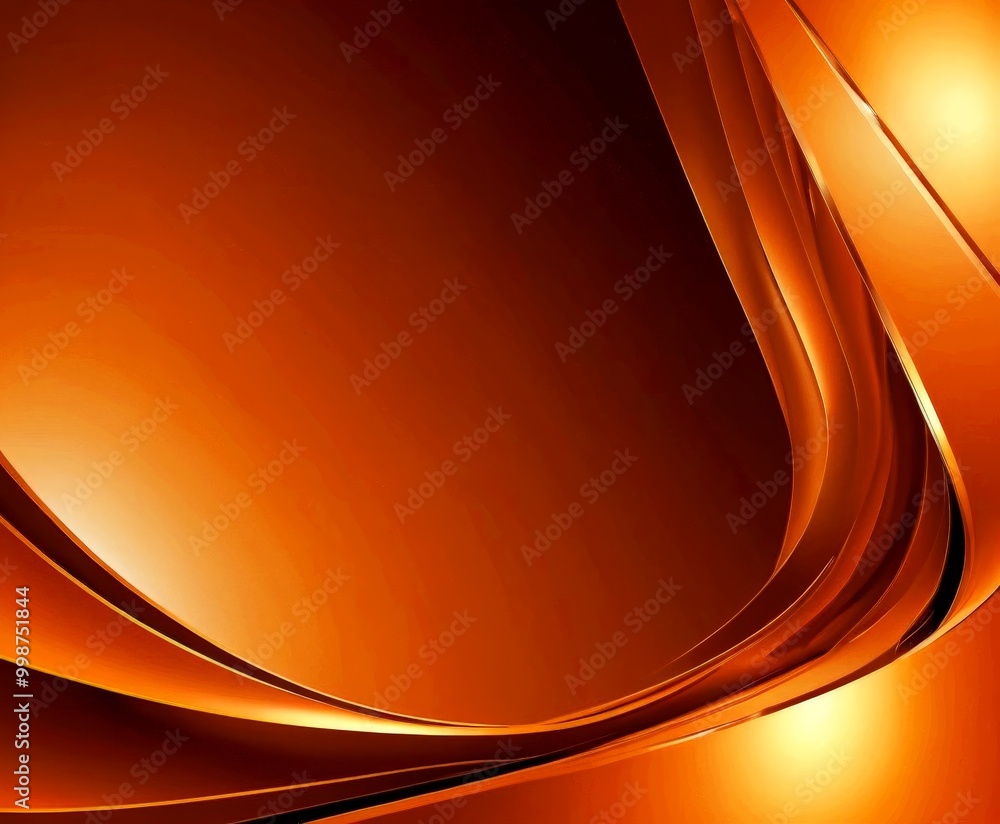 Poster a vibrant abstract composition of orange and brown hues, with curved lines and a gradient effect, creating a dynamic and visually striking scene.