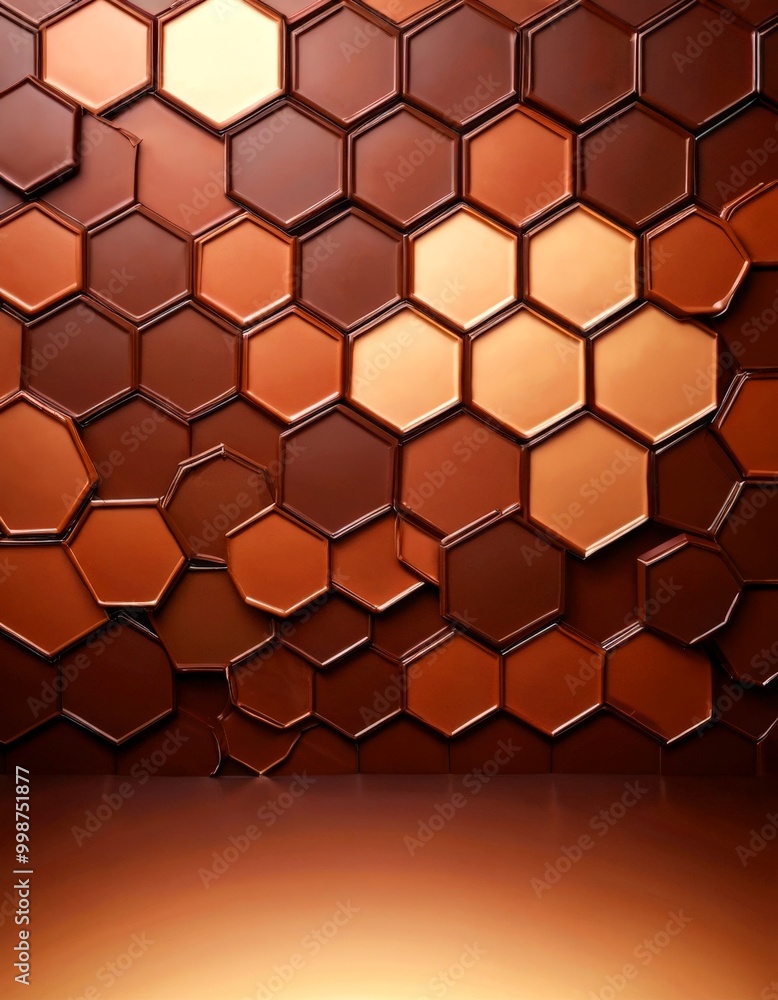 Aufkleber a repeating pattern of hexagonal shapes in various shades of brown, creating a visually striking and textured background