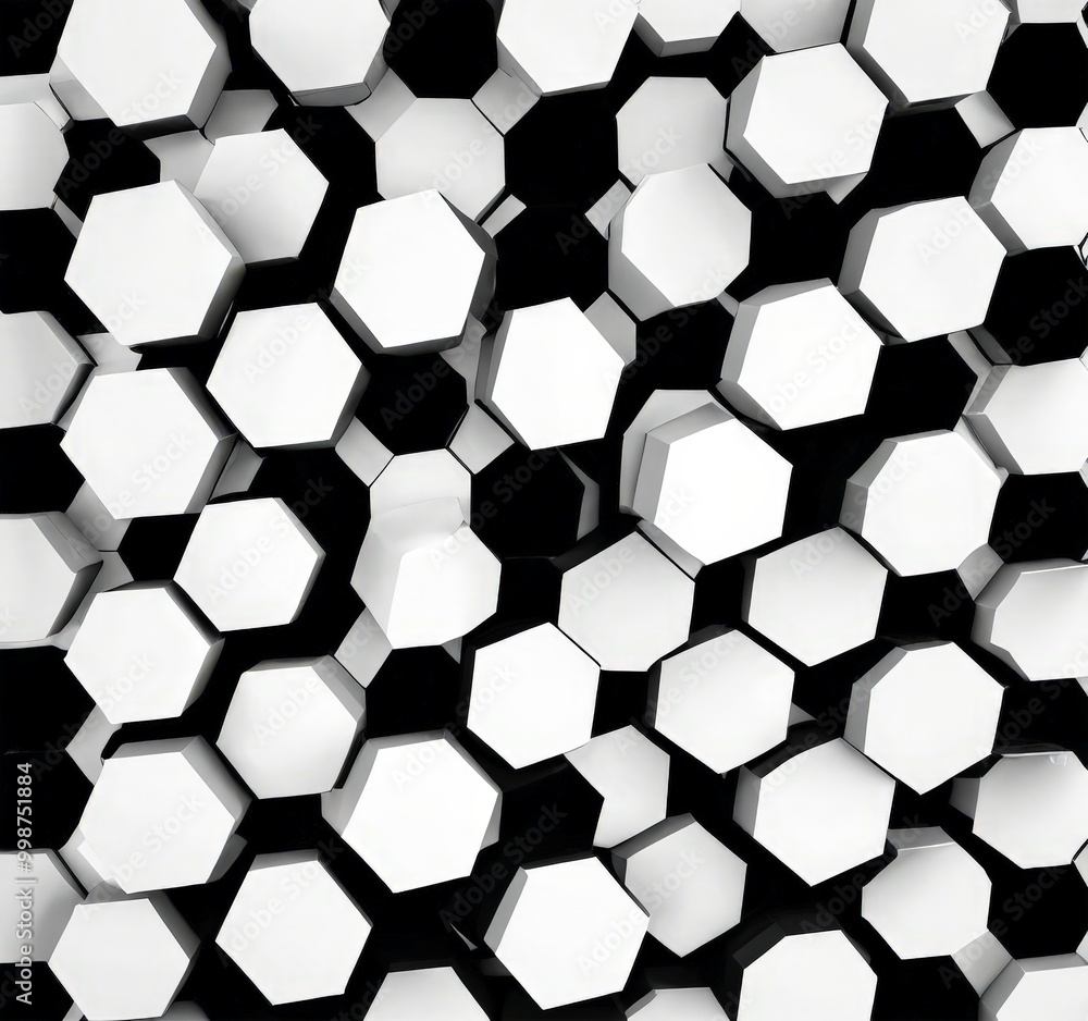 Fototapete A repeating pattern of white hexagonal shapes, arranged in a grid-like fashion, creates a visually striking and geometric composition