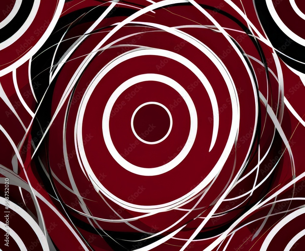 Leinwandbilder a striking abstract composition of concentric circles in varying shades of red and black, creating a sense of depth and movement