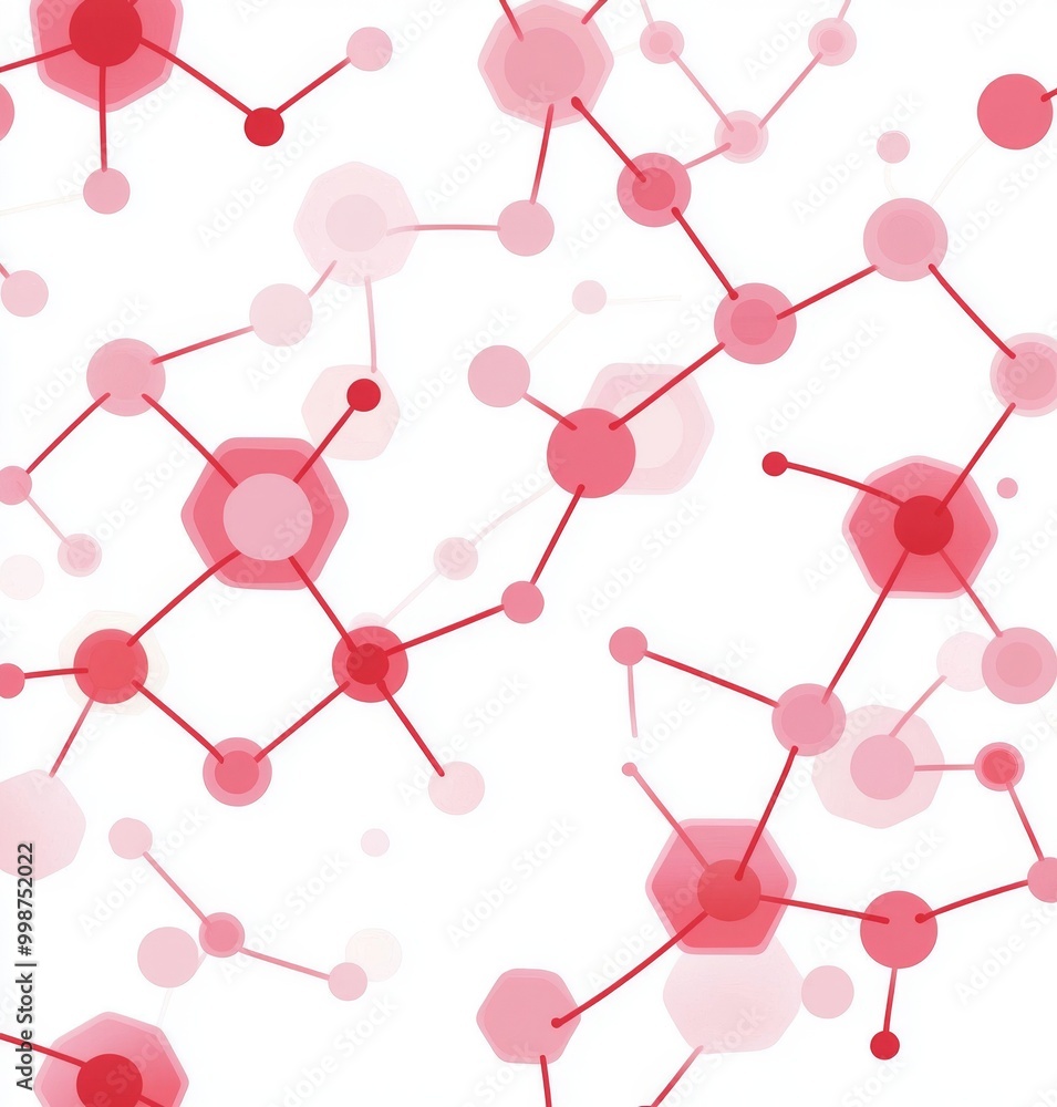 Poster modern geometric ornament with hexagonal dots. seamless abstract pink pattern.