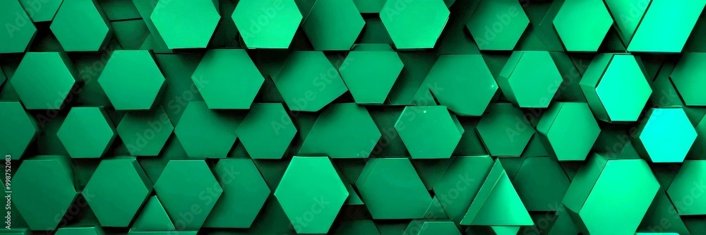 Aufkleber A repeating pattern of green hexagonal shapes, varying in size and orientation, creates a visually striking and geometric design.