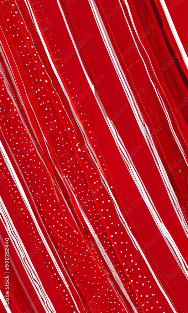 Aufkleber a diagonal pattern of red and white stripes, with white dots scattered throughout the stripes The stripes are arranged in a diagonal direction, creating a sense of movement