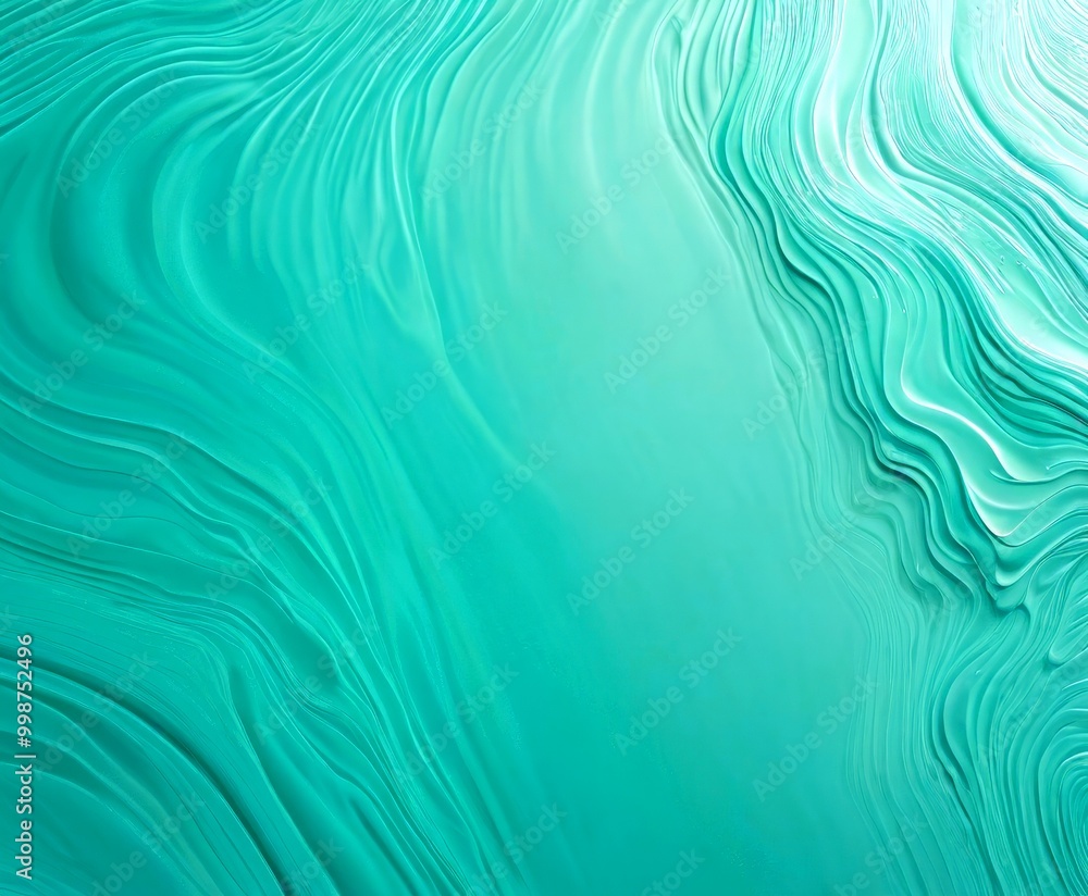 Poster a vibrant abstract pattern of turquoise and white hues, with a central gradient transitioning to a darker shade towards the edges The pattern is composed of curved lines