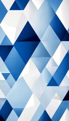 Fototapeta premium a geometric pattern composed of various shades of blue and white triangles, arranged in a diagonal pattern The overlapping and interlocking of the