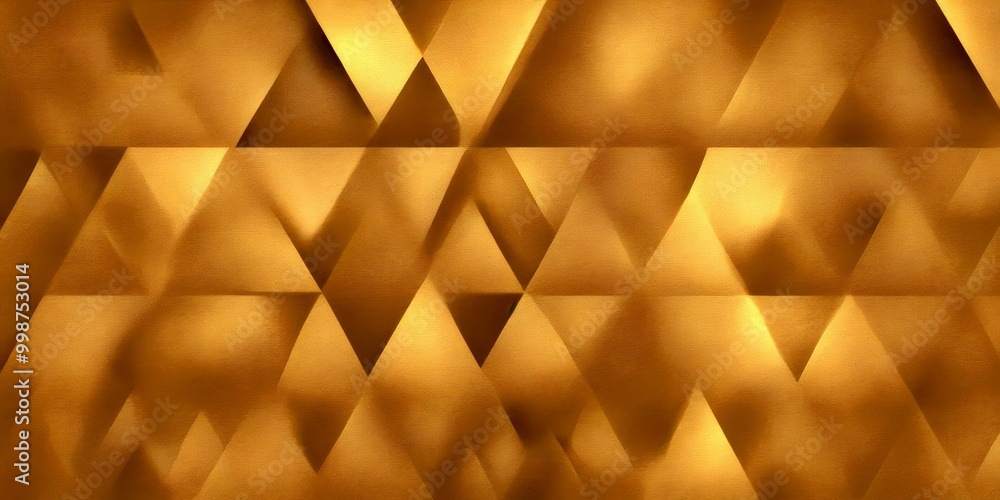 Poster a repeating pattern of golden triangles, creating a visually striking and abstract design
