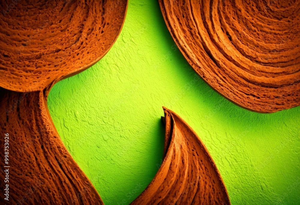 Aufkleber Abstract composition featuring overlapping brown and green shapes, creating a sense of depth and movement