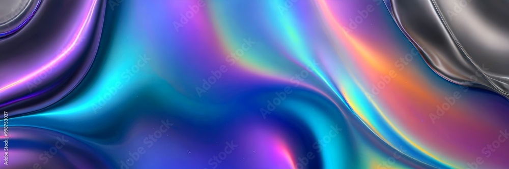 Poster a vibrant abstract pattern with a gradient of blue, purple, and orange hues, creating a dynamic and 