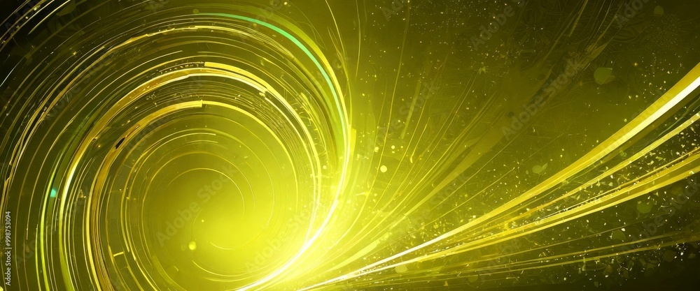 Fototapete a vibrant abstract composition of yellow and green lines and shapes, creating a dynamic and energetic visual effect