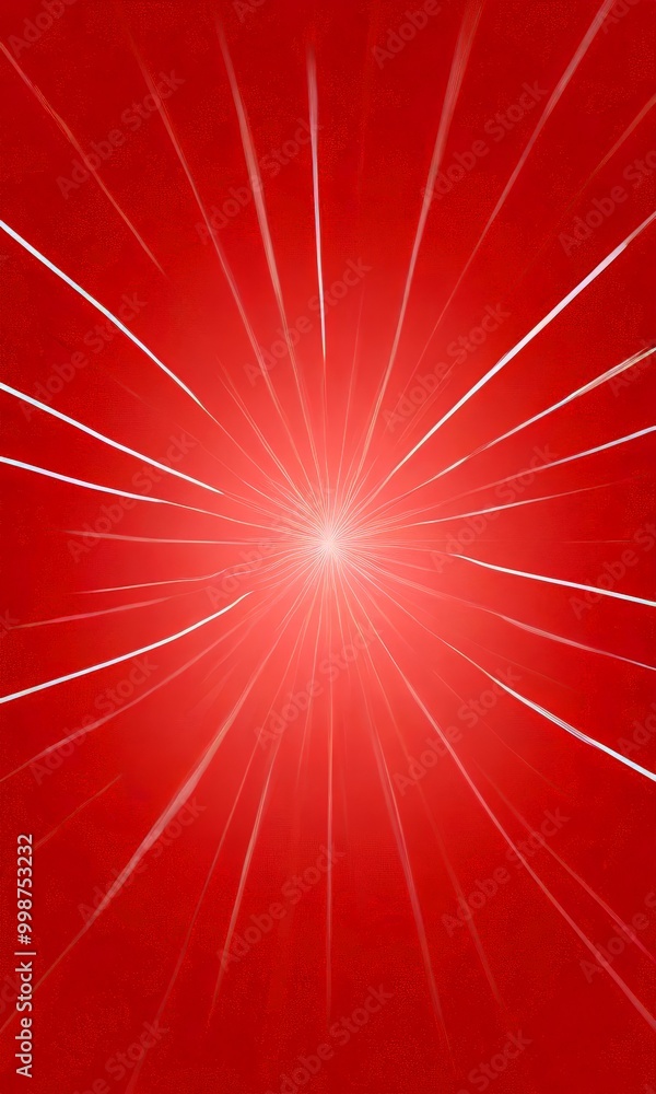 Aufkleber a red background with white radial lines radiating outwards from a central point, creating a sense of movement and energy