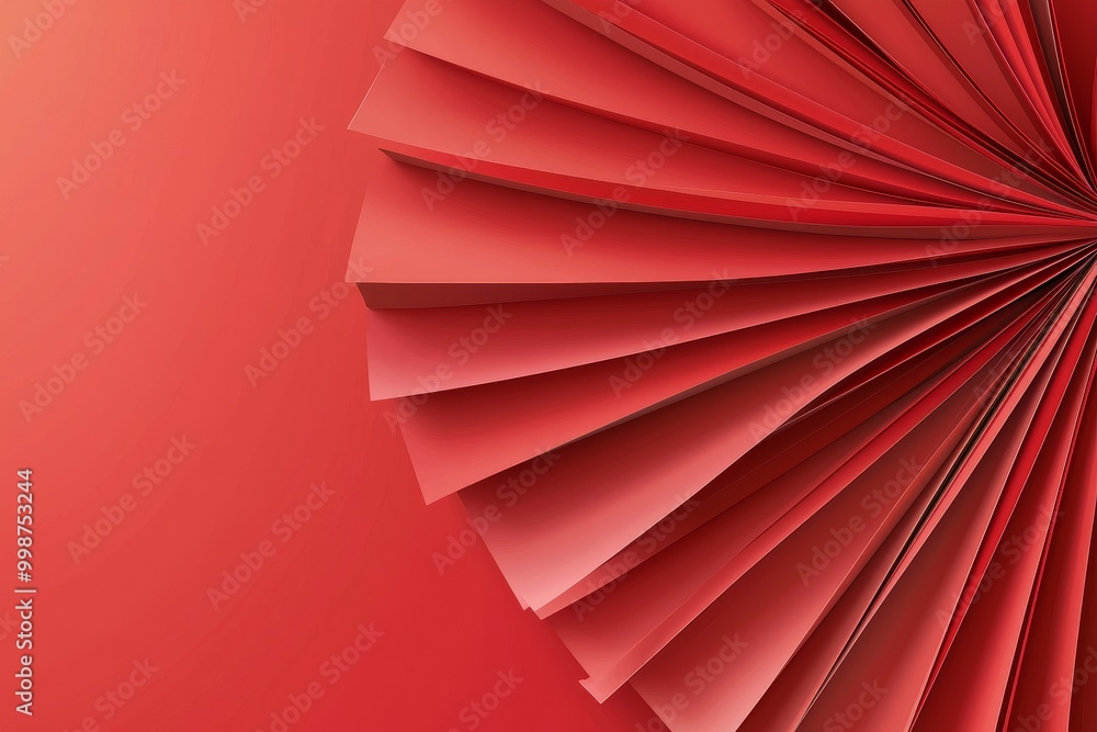Poster geometric paper shapes in transparent layers on a red abstract background. elegant red pattern with 