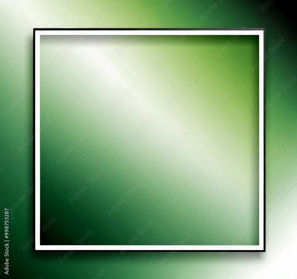 Poster A square frame with a white border is centered against a gradient background of green and white