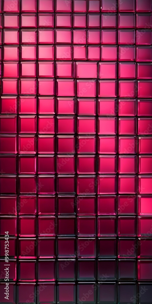 Aufkleber a grid of square tiles in a gradient of pink and purple, with the pink tiles in the top left and bot