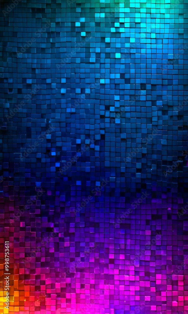 Aufkleber a vibrant mosaic of multicolored square tiles, creating a visually striking and dynamic pattern The tiles are arranged in a grid-like fashion, with each square exhibiting
