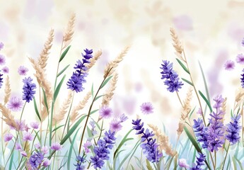 Naklejka premium Decorative seamless floral pattern with flowers, watercolor, on white background. Suitable for textiles, interiors, clothes, wallpaper, abstract illustrations, backgrounds.