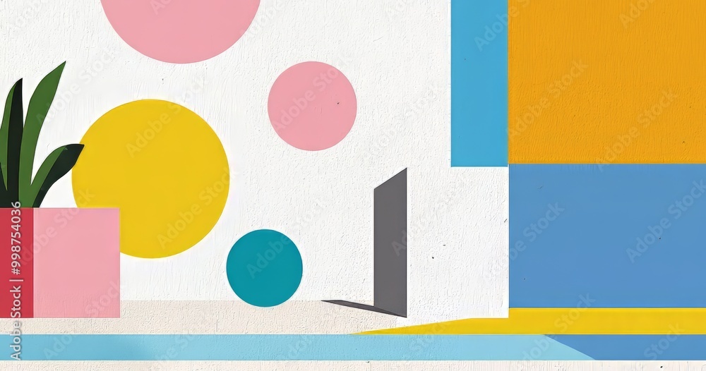 Aufkleber stacks of circles, diamonds, and square shapes create an abstract geometric pattern.