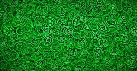 a repeating pattern of green spirals, creating a visually captivating and organic design.