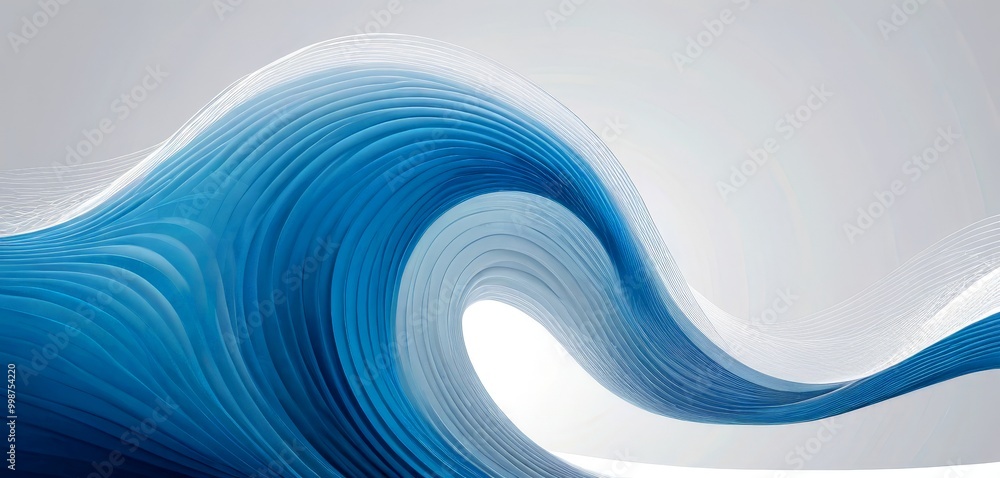 Leinwandbilder a wave-like pattern in shades of blue and white, with a gradient effect transitioning from a darker blue at the top to a lighter blue at the bottom The wave appears to be