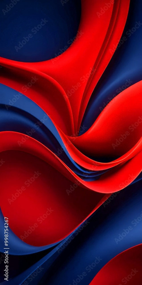 Leinwandbilder a dynamic abstract composition of red and blue flowing lines, creating a sense of movement and energy
