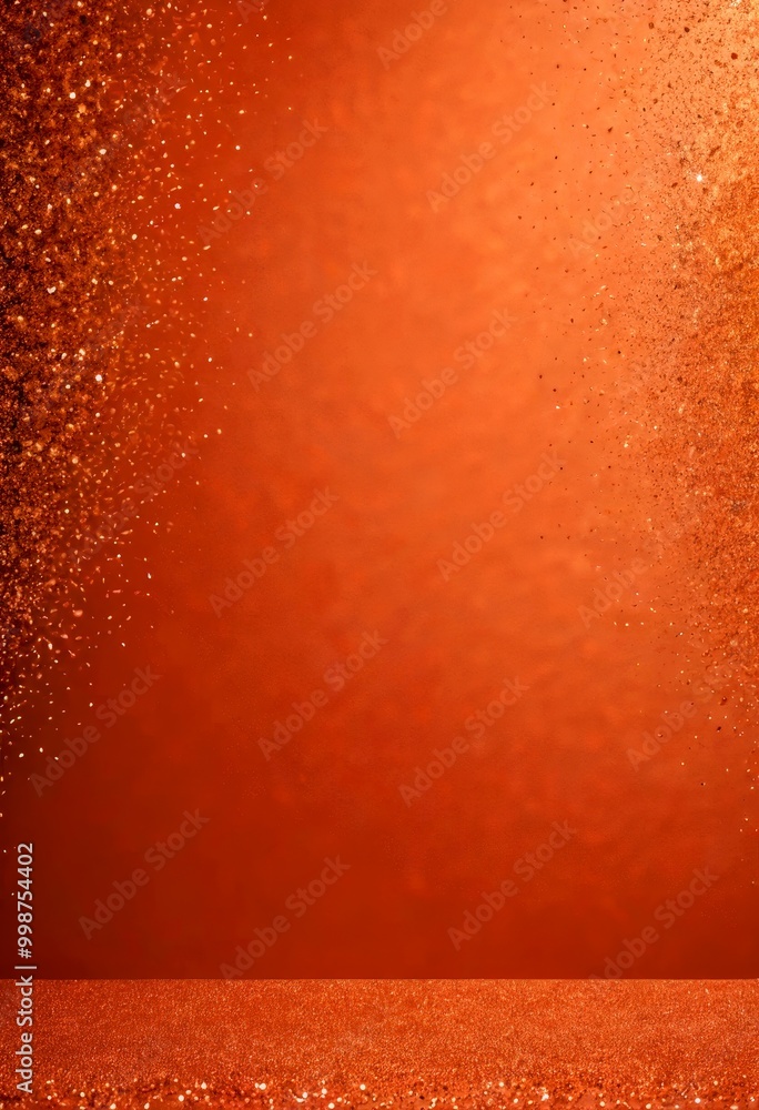 Aufkleber a gradient background transitioning from a deep orange at the top to a lighter shade at the bottom, with a glittery texture and a subtle sparkle effect on the right side