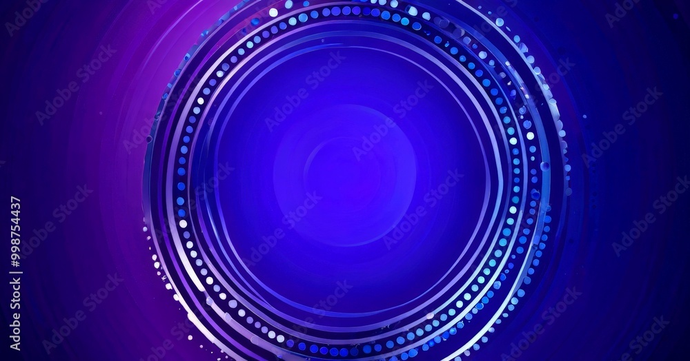 Fototapete a circular design with a gradient of blue and purple tones, adorned with white dots and lines, creating a visually striking and abstract composition