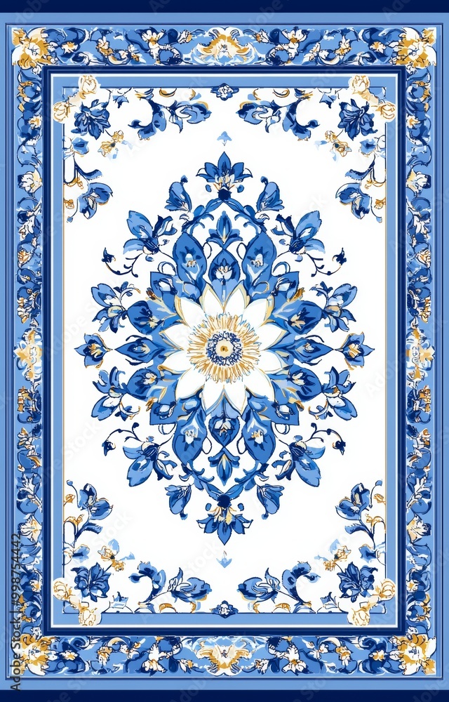 Poster rug and carpet with boho style tribal design pattern and distressed weave effect