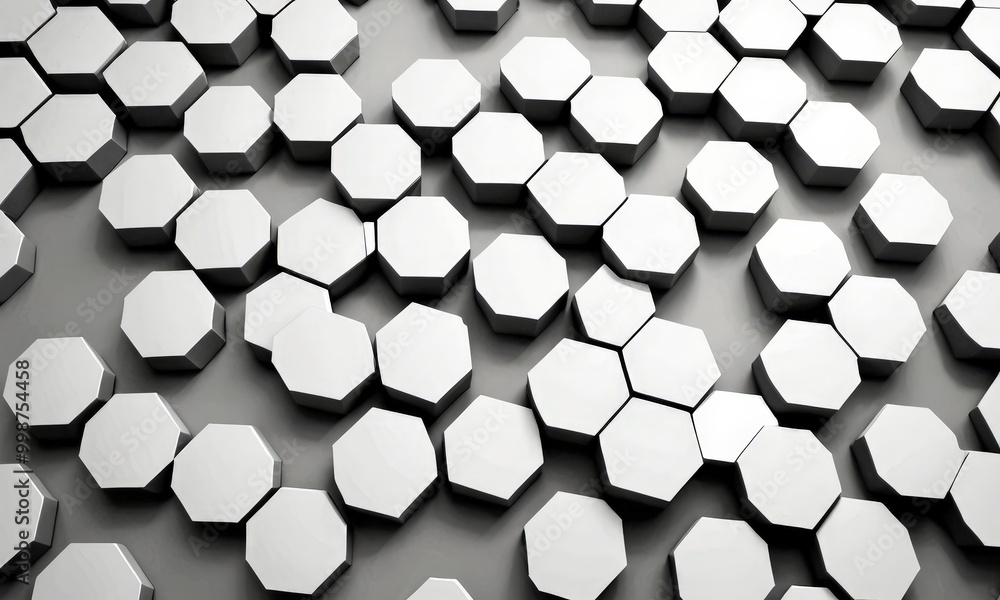 Poster A repeating pattern of white hexagonal shapes on a gray background