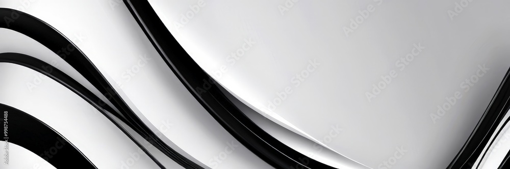Poster Abstract black and white with curved lines and a gradient background
