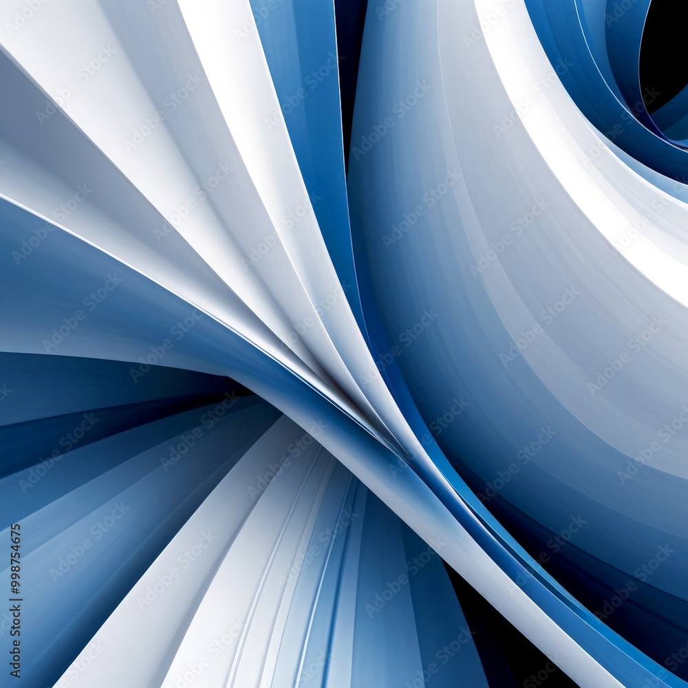 Aufkleber a striking abstract composition of curved lines in shades of blue and white, creating a sense of movement and dynamism