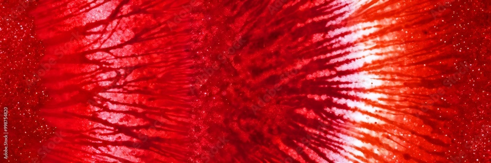 Poster a close-up view tie-dye pattern with a striking red and white color scheme the pattern is composed c