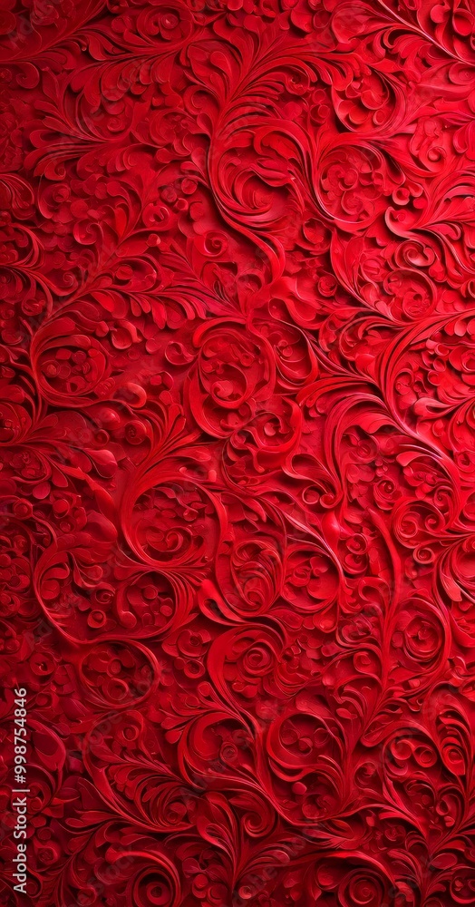 Aufkleber a close-up view red, textured surface with a repeating pattern of swirls and curves, creating a visually striking and intricate design
