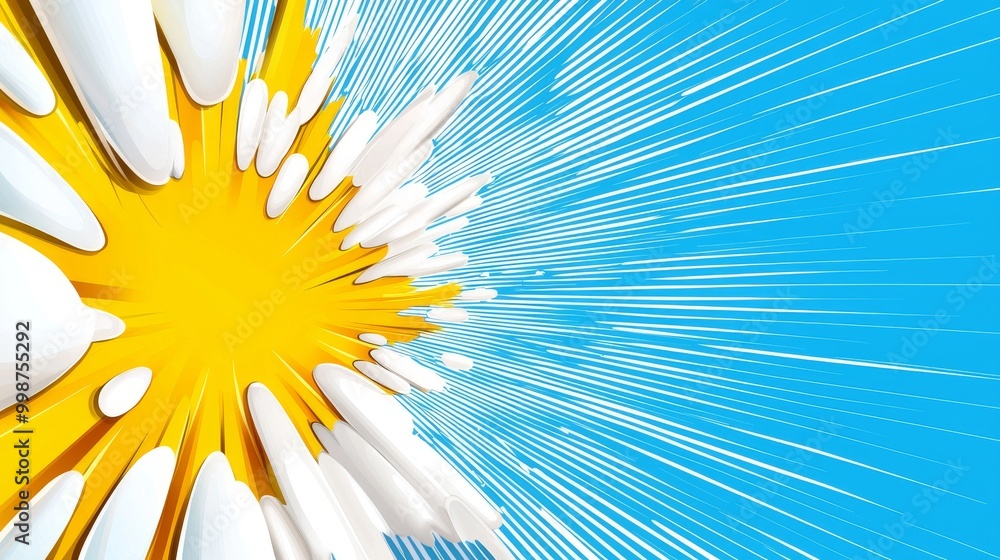 Poster gradient texture of dots in halftone blue-yellow color with a summer theme.