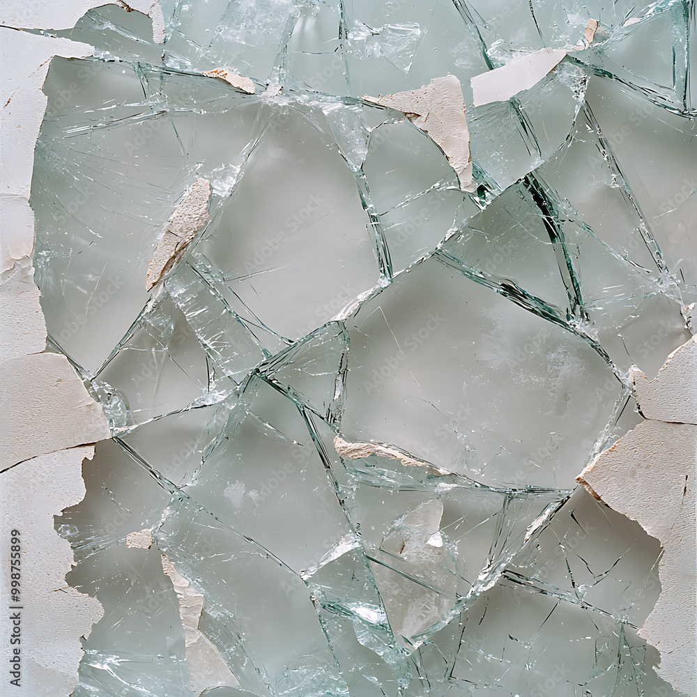 Wall mural Abstract shattered glass texture with jagged edges