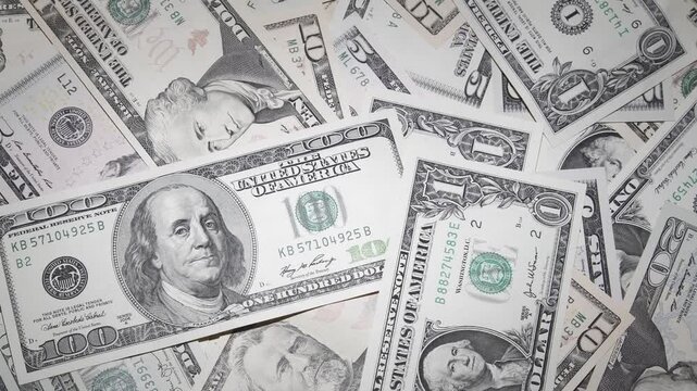 Fast Animation of American Dollar Bills. Finance Concept. 