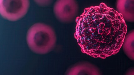 Holographic breast cancer research, glowing cell membranes, futuristic medical study