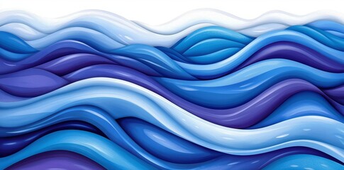 Fototapeta premium Seamless abstract turquoise blue rolling ocean waves seascape painting background texture. Beach vacation beach theme digital art pattern or summer backdrop template.