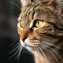 Focused feline with mesmerizing golden eyes.