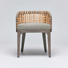 modern design soft chair with wicker backrest isolated on white