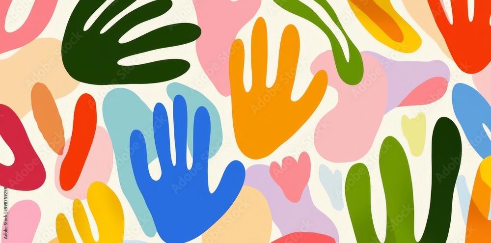 Poster an abstract seamless pattern with doodles in colorful geometric shapes. a flat cartoon background wi