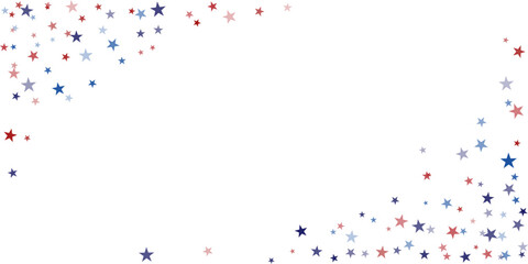 USA flag stars corner background, red and blue stars confetti, starry glitter
