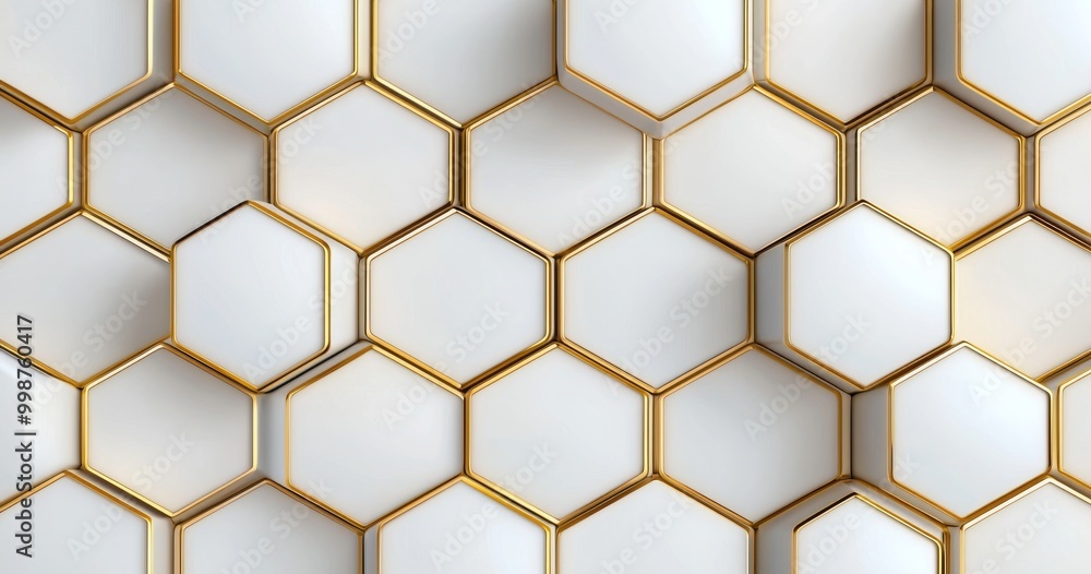 Poster the hexagon gold grid line seamless pattern is made of transparent with an oriental style.