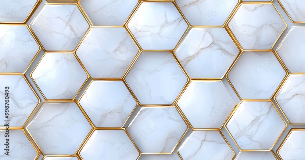 Poster the seamless pattern is of a golden hexagon grid line in an oriental style, with a transparent backg