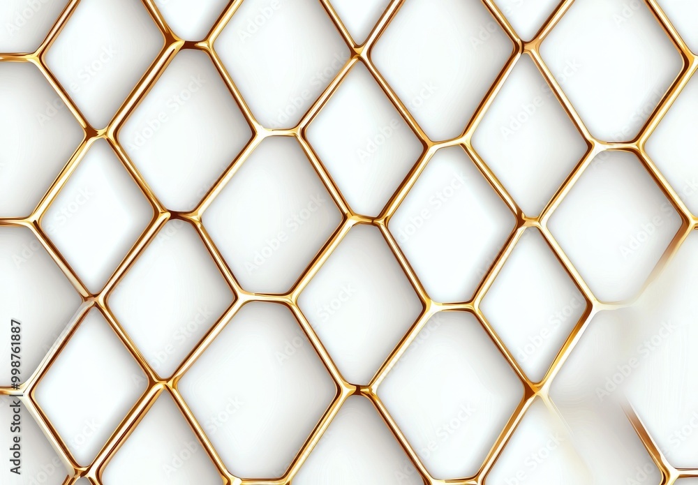 Poster An elegant hexagonal pattern with gold stripes in transparent png format.