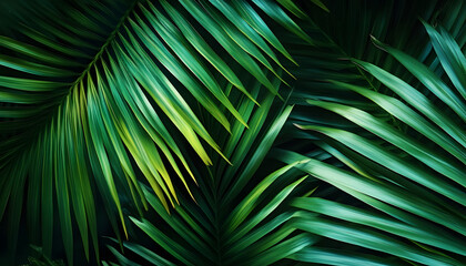 tropical palm leaf and shadow abstract natural green background dark tone textures