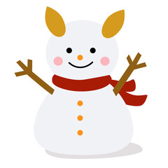 かわいいシンプルなマフラーをまいた雪だるまのイラスト