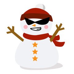 かわいいシンプルなマフラーをまいた雪だるまのイラスト