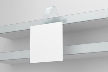 Shelves Blank Wobbler Square Mockup - 3D Illustration Render